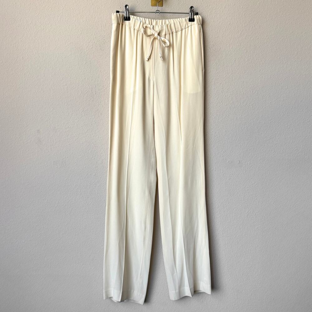 Dries Van Noten Cream Viscose Pleated Luxury Trousers Size 36